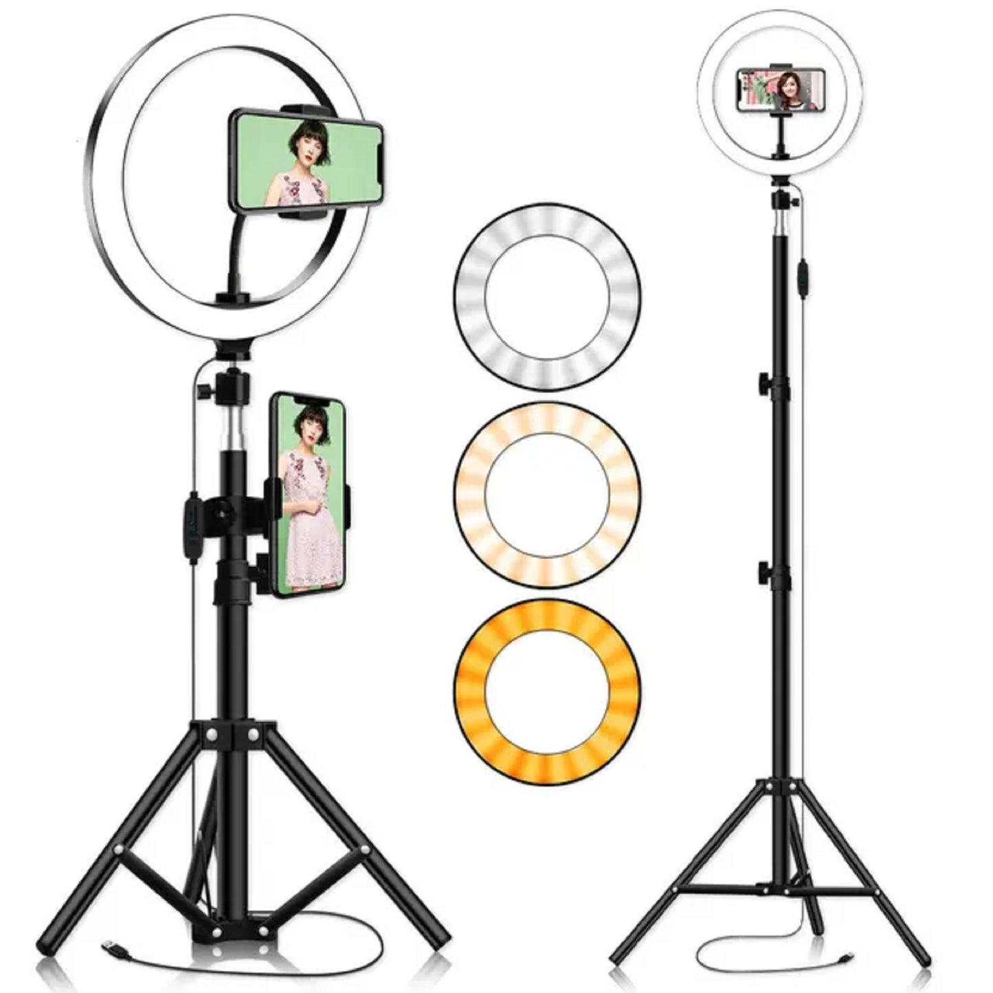 26CM LED Ring Light with Mobile Holder & 7FT Tripod Stand – 3 Color Modes Professional Selfie & Video Light