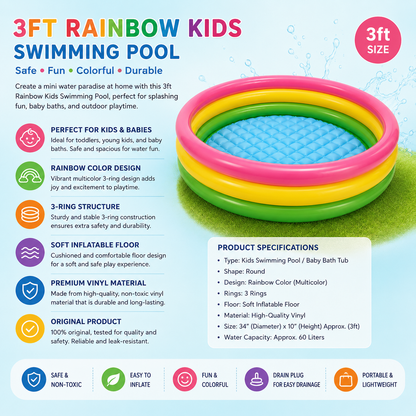 3 Ring Kids Sunset Swimming Pool – 34x10 Inch