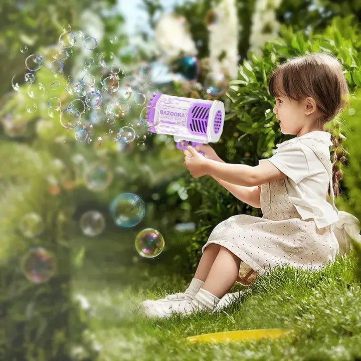 36 Holes Bazooka Bubble Gun for Kids – Automatic & Manual Bubble Machine Toy with Bubble Liquid | Fun Outdoor Bubble Blaster Gift | Free Delivery