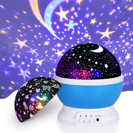 2 in 1 Kids Moon Star Projector Night Light – 360° Rotating LED Lamp for Bedroom & Party Decor