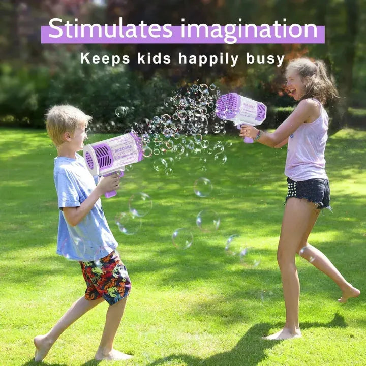 36 Holes Bazooka Bubble Gun for Kids – Automatic & Manual Bubble Machine Toy with Bubble Liquid | Fun Outdoor Bubble Blaster Gift | Free Delivery