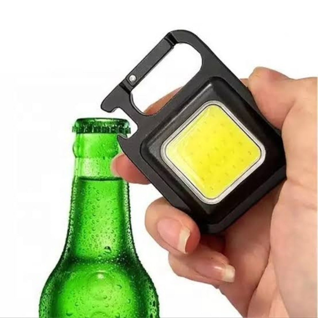 Rechargeable COB Keychain Light – Mini LED Flashlight with Magnet & Bottle Opener