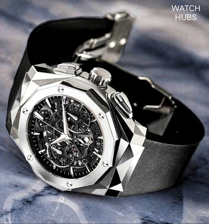 Stylish Men's Watch With Fragrant Belt Black Color Watch