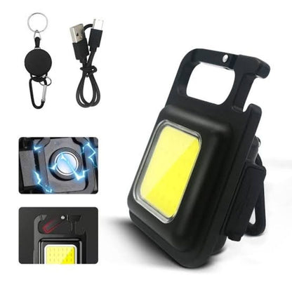 Rechargeable COB Keychain Light – Mini LED Flashlight with Magnet & Bottle Opener