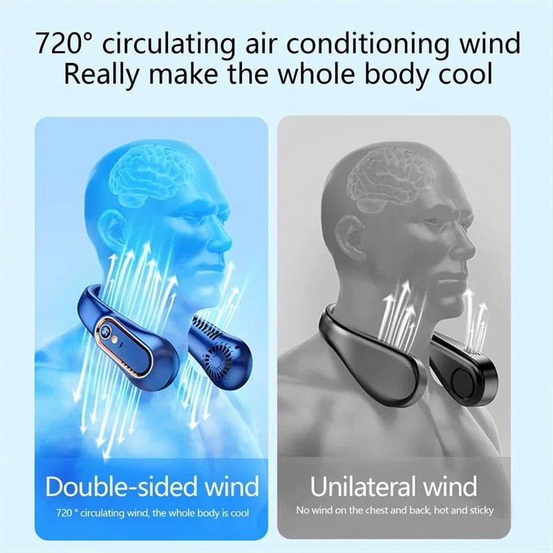 Portable USB Neck Fan – Mini Bladeless Air Cooler for Running, Travel & Outdoor Sports