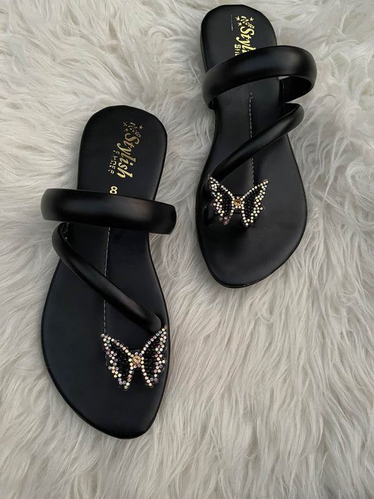 Omega Deals Women’s Soft Genuine Leather Embroidered Flat Slippers with Beads – Casual Summer Wear, Multi-Color
